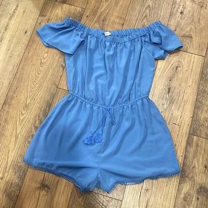 Be Bop Womens Blue Grommet Short Playsuit Romper Juniors. Large